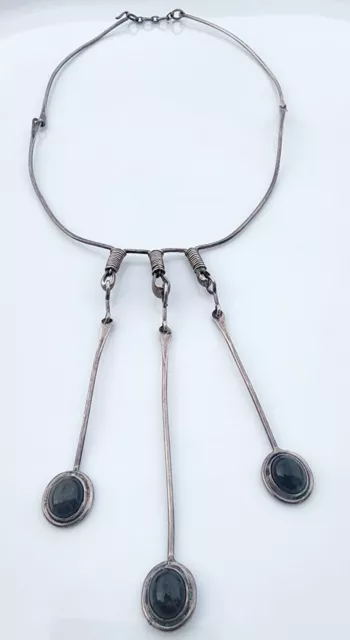 Incredible CARSI Taxco Mexico Modernist Tripe Drop Sterling SILVER Necklace