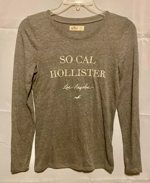 So Cal Los Angeles Hollister Women’s Long Sleeve T-Shirt Size S Gray Embroidered