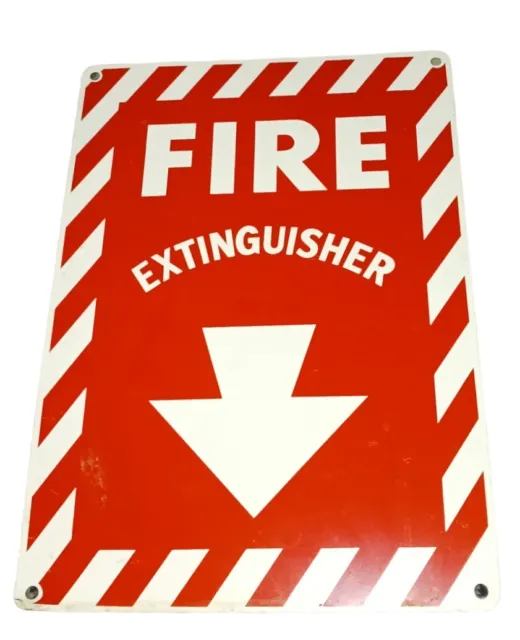 Fire Extinguisher Tin Sign - Arrow Pointing Down - Red & White - Safety Sign