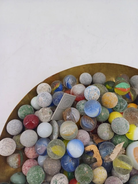 Lot De 50 Billes Anciennes En Terre Cuite - Collection Vintage Pour Jeux Ou Décoration