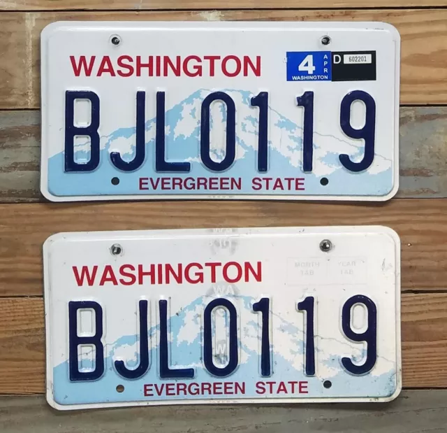 Washington expired 2014? "EVERGREEN STATE" License Plate Pair - BJL0119 ~ Emb