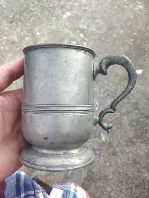 Watts and Harton Pewter Pint tankard Measure c.1836 to 1863,