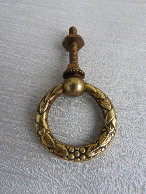 Lot De 2 Tirettes Anciennes En Bronze – Poignées Meuble Trou Unique – Style Rétro