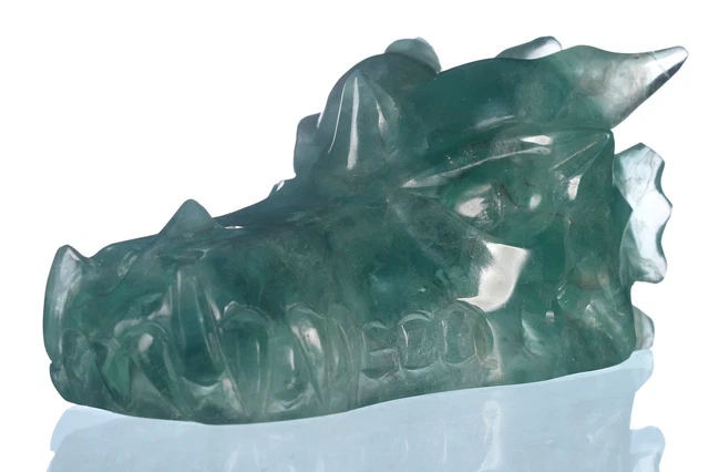 Artículos de colección talla de dragón de cristal de fluorita verde natural de 4,06" #35S02