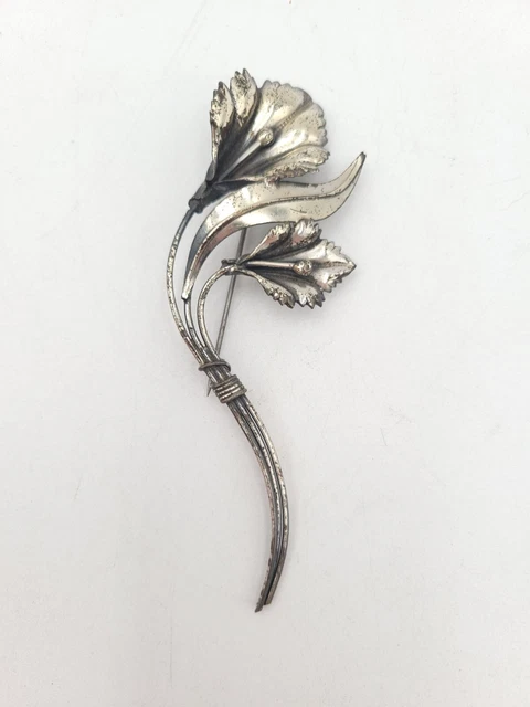 Silver Calla LARGE VINTAGE STERLING silver calla lily flower bouquet brooch pin £53. ...