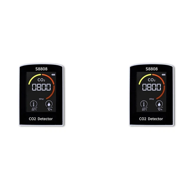 2X Digital 4-In-1 CO2 Meter Measuring Carbon Dioxide MoistureK9D3