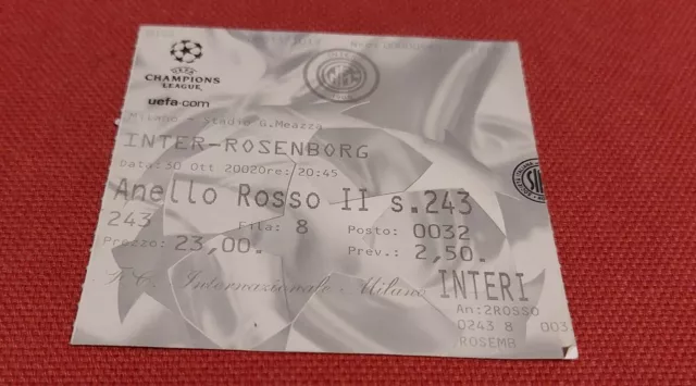 Biglietto Ticket Uefa Champions League 30-10-2002 Inter Rosenborg 3-0 Recoba Cr
