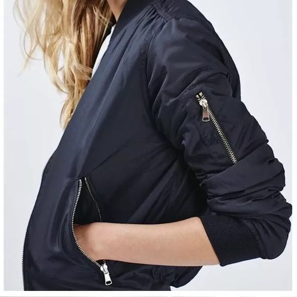 Topshop navy florris ma1 bomber jacket