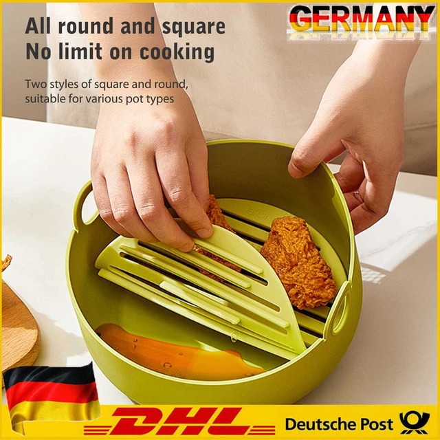Silikon Air Fryer Schüssel Mikrowelle Backtopf Obstsalat Schalen (grün rund)