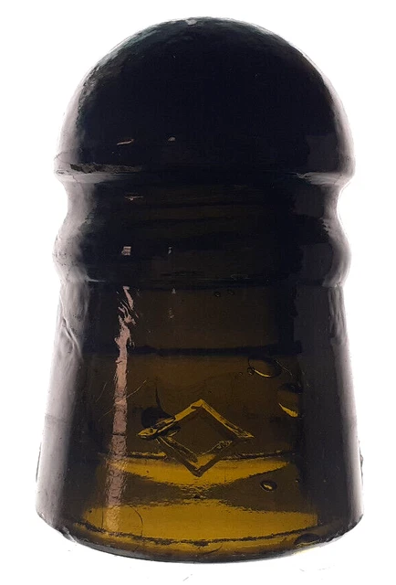 CD 102 Dark Olive Amber DIAMOND Antique Glass Telegraph Insulator CANADA PONY G9