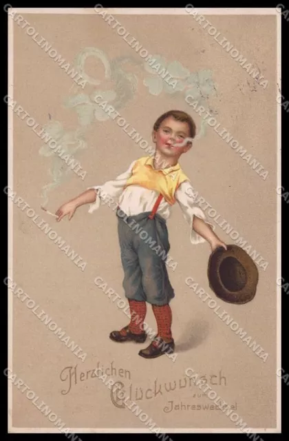 Illustratori Artist Signed Smoking Boy Luck Pittius Published cartolina ZG7511