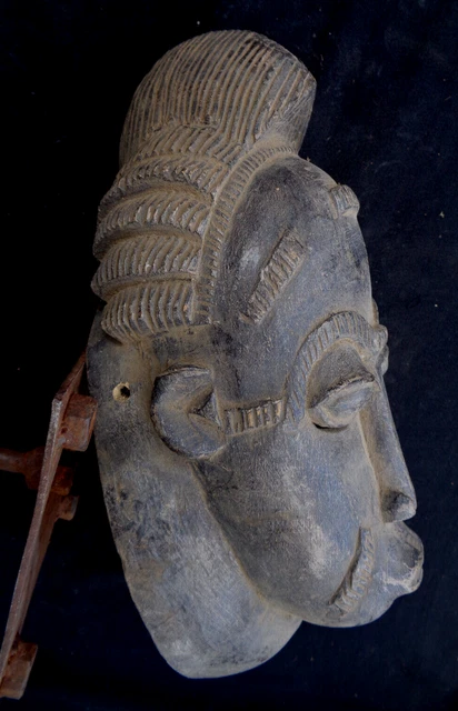 african tribal art fine   face mask  Baule 34 cm wood vintage