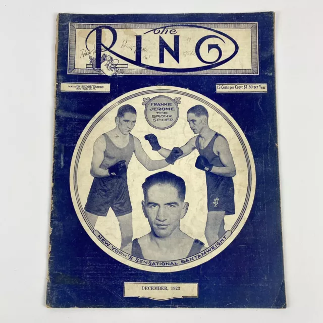 Dec 1923 The Ring Boxing Magazine Frankie Jerome Bronx Spider Cover Bantamweight