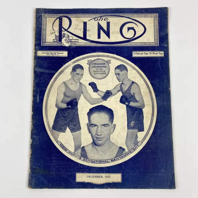 Dec 1923 The Ring Boxing Magazine Frankie Jerome Bronx Spider Cover Bantamweight Dec 1923 The Ring Boxing Magazine Frankie Jerome Bronx Spider Cover Bantamweight
