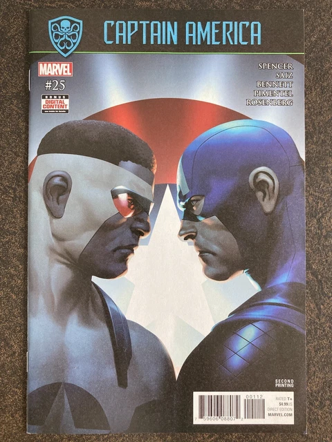 Captain America #25 2Nd Print Variant 2017 Secret Empire Falcon Sam Wilson Nm+🔥