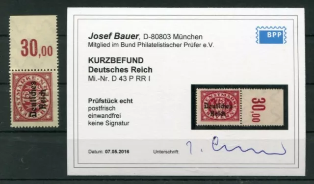 DR-Dienst 43P RRI OBERRAND   ** MNH POSTFRISCH BPP BEFUND 160EUR (Z4971