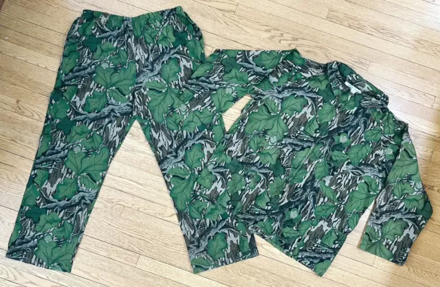 Vintage MOSSY OAK First Perfect Camouflage Men Jacket/Pants Set XL Zip Up Hooded