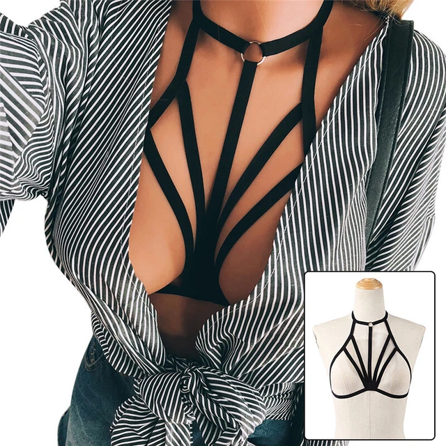 Ladies Choker Elastic Bra Lingerie Bandage Bra Cage Crop Top