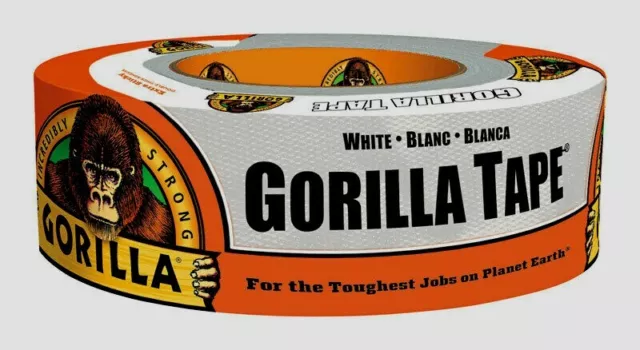 Gorilla Duct Tape WHITE UV & Moisture Resistant Repairs Crafts 1.88 in x 30 yd