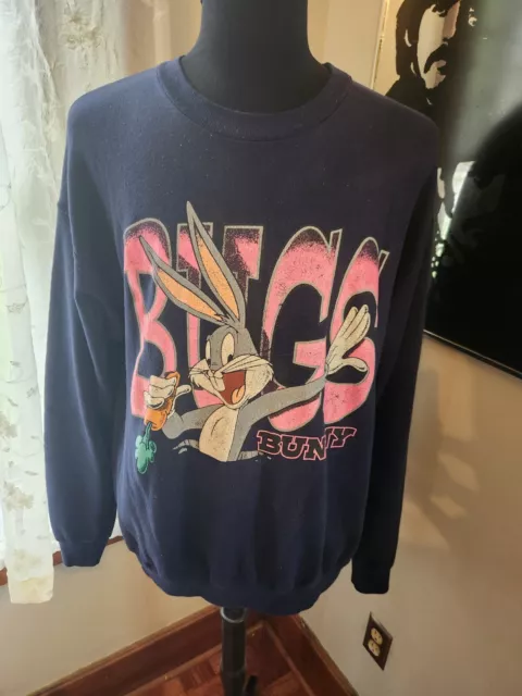 Vintage 90s Looney Tunes Bugs Bunny Navy Blue Sweatshirt XL Tall
