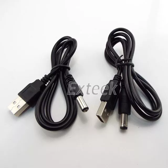 USB 2.0 A Type Male to 5.5 x 2.5mm Male DC 5V Power Plug Barrel Connector Cable 3