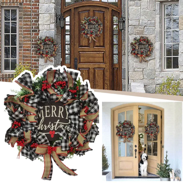 Christmas Wreaths Decorations Garland Ornaments With Red Berries For Front Door