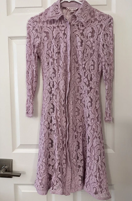 Nanette Lepore Women Size 2 Purple Spring Bloom Sugar Plum Button Lace Dress