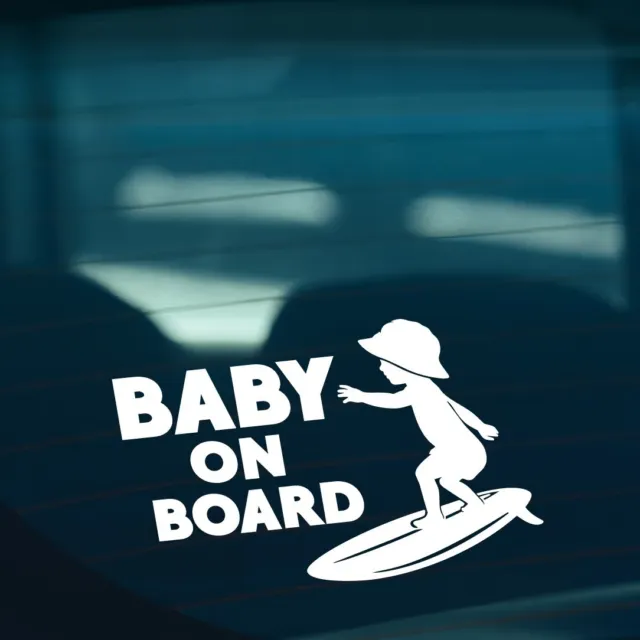 BABY ON BOARD Surfing Funny Novelty Car Van Bumper Window Vinyl Decal Sticker