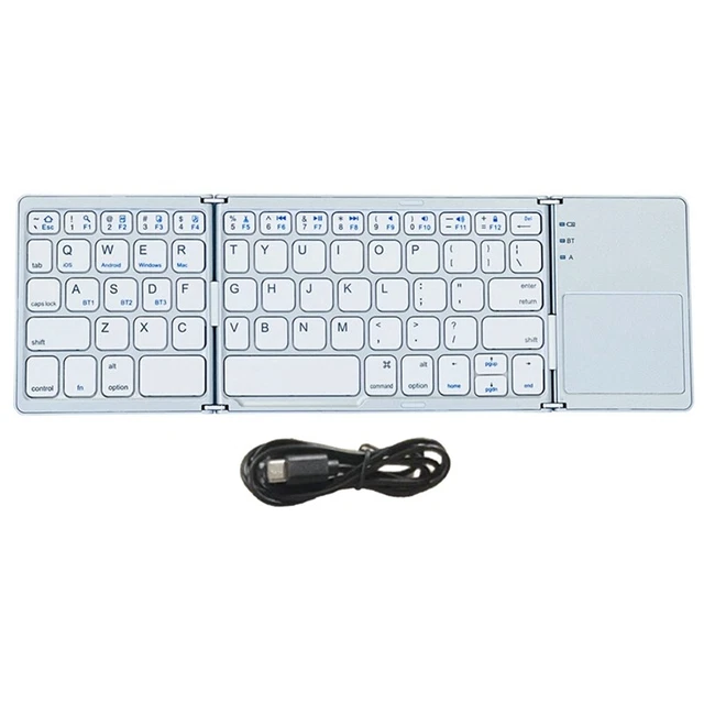BLUETOOTH KEYBOARD FOLDING Wireless Keypad Touchpad for IOS/Android ...