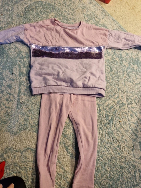 George Purple Outfit Matching Set Sequin Jumper Sweater Leggings 2-3 Years Girl