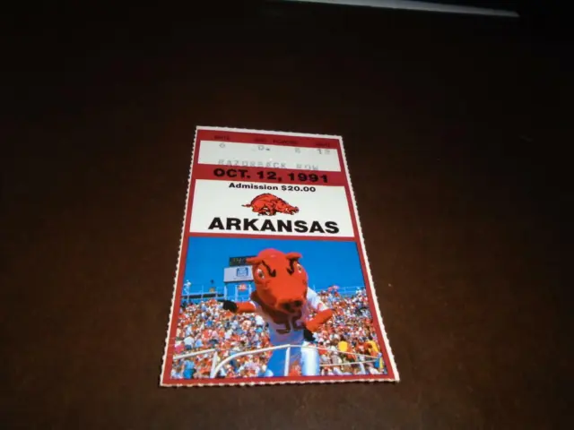 1991 Houston  At Arkansas College Football Ticket Stub