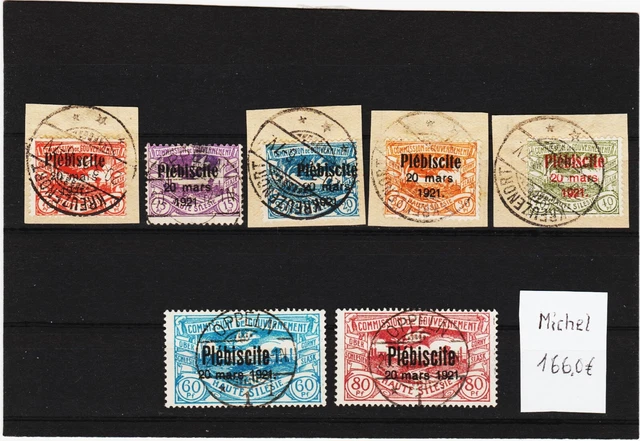 Oberschlesien 1921 Freimarken aus Satz gestempelt Michel Nr.30-32,34,35,37,39