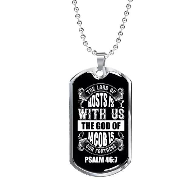 The God Of Jacob Christian Necklace Stainless Steel or 18k Gold Dog Tag 24" Cha