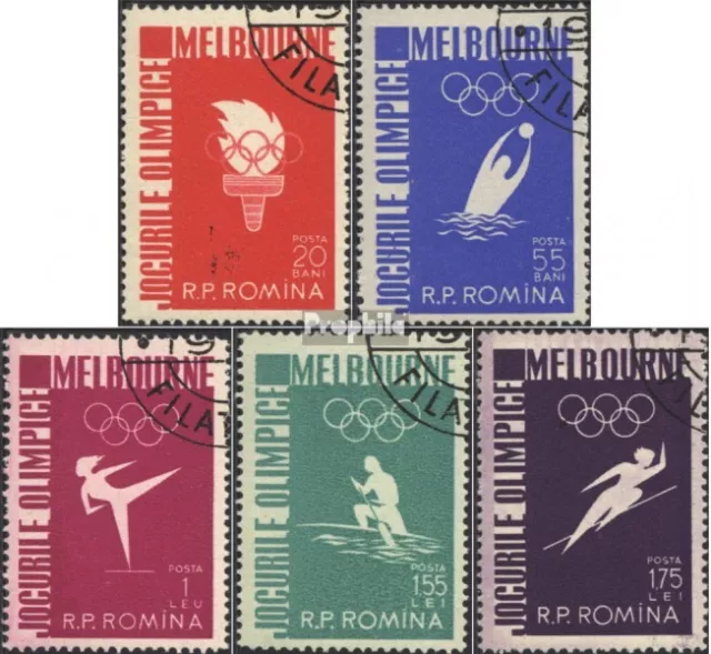 Romania 1598-1602 (complete issue) used 1956 16. Olympics Summe