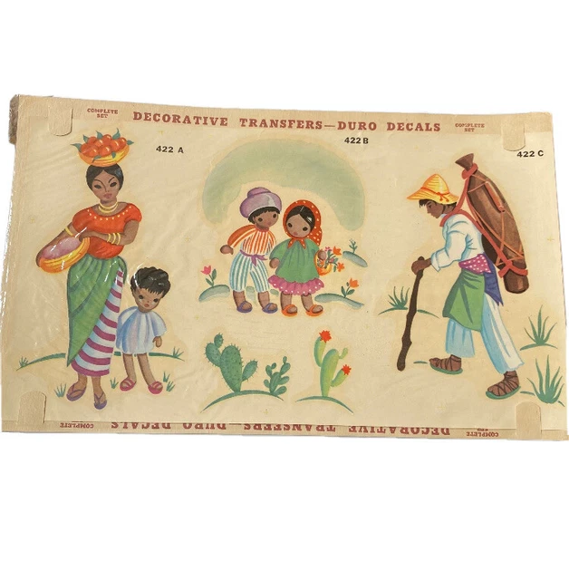 Calcomanías hispanas latinoamericanas Duro #422 A B & C Calcomanías Senorita Mom de colección