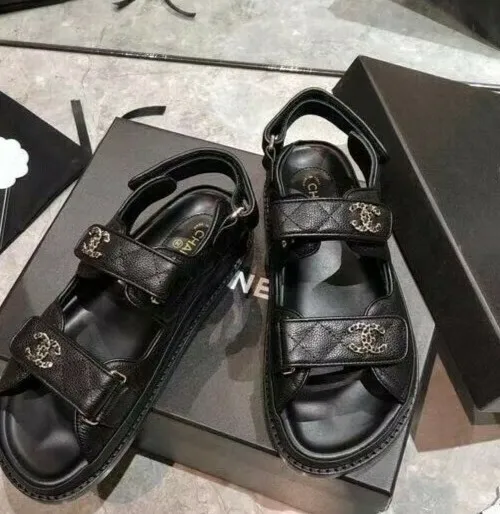 Chanel 22C Dad Sandals Gold 36 6 New In Box