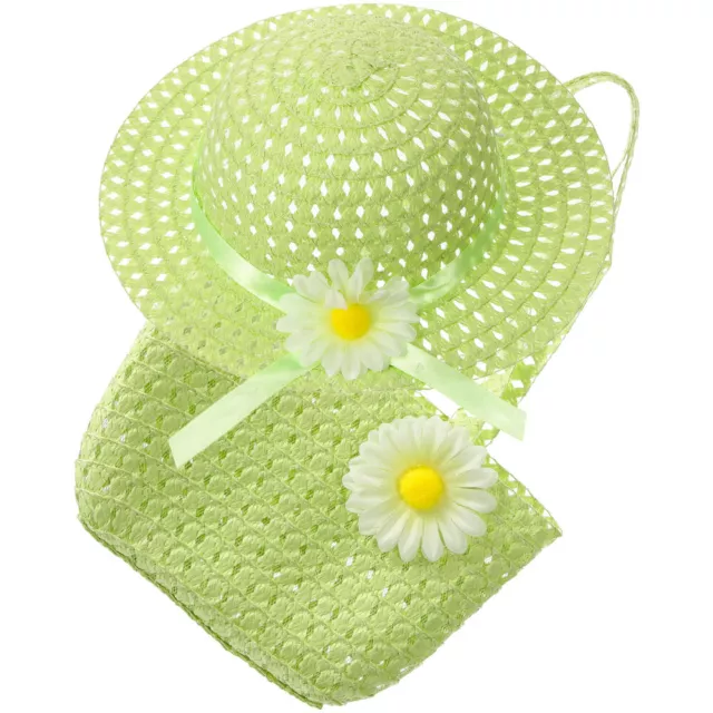 1 Set Strohhut für kleine Mädchen, Sommer-Sonnenschutzhut, Handtasche,
