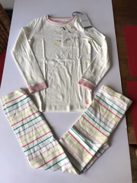 Joules Girls Sleepwell Pyjama Set  - White Icon Unicorn - Age 6 Years *BNWT*