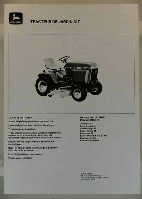 LEAFLET BROCHURE TRACTOR mower John Deere lawn and garden tractor ...