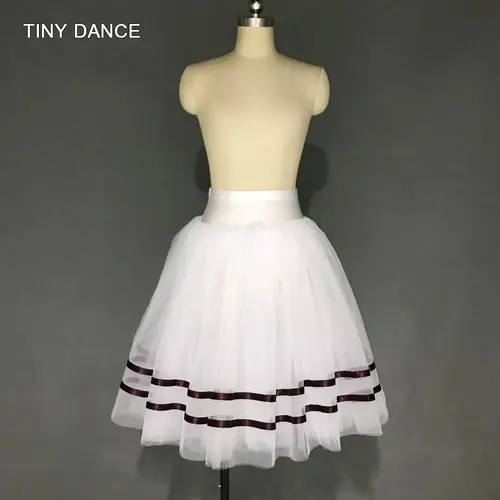 Top Quality Girls Ballet Dance Tutu Skirt Ribbon Trim  Ballet Tutus Half Costume 7