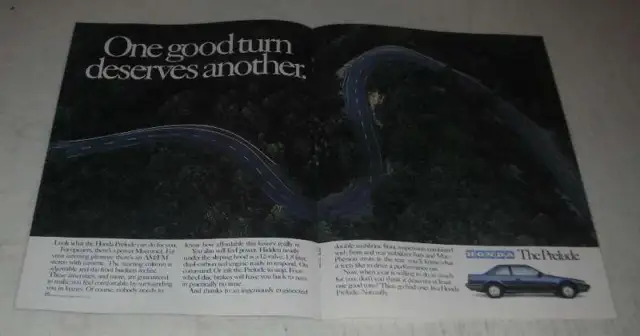 1987 Honda Prelude Ad - One Good Turn Deserves Another