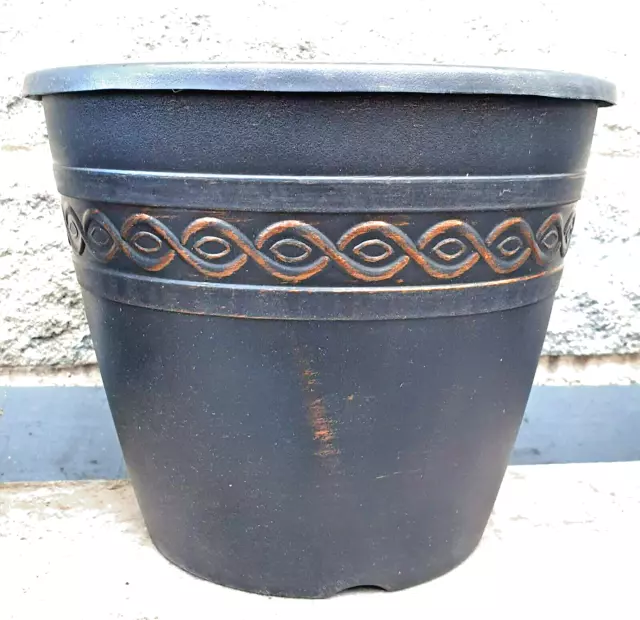 PAIR 2 X XL  RECYCLED Plant Pot Outdoor Garden Flower Round Plastic Planter 0