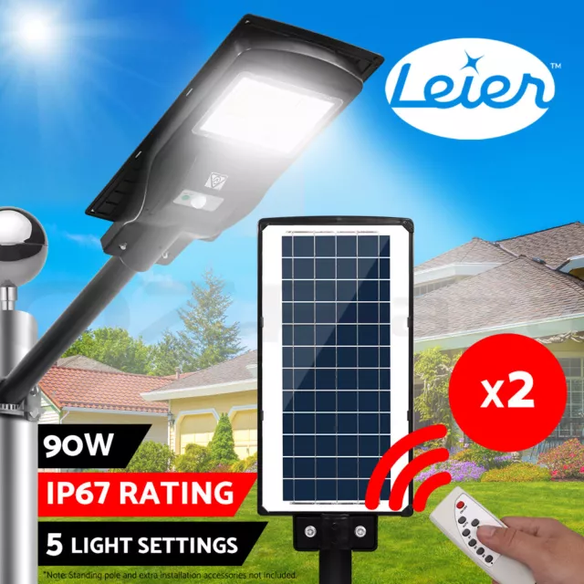 Leier 2x90W LED Solar Light Lights Street Flood Motion Sensor Outdoor Garden