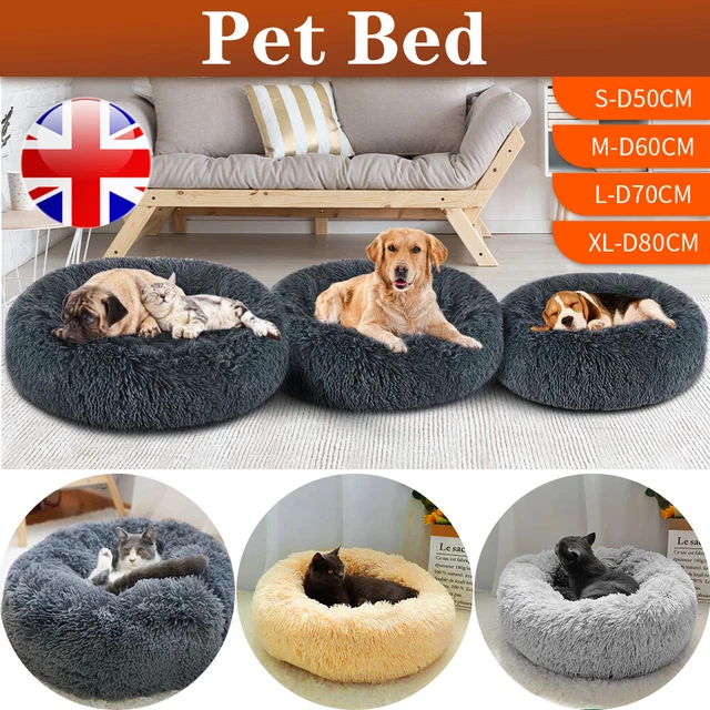 Pet Dog Cat Calming Bed Comfy Shag Warm Fluffy Bed Nest Mattress Fur Donut Pad