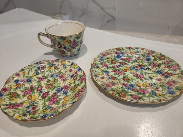 Beautiful Royal Winton Grimwades Chintz Kew Trio all over floral (NO. 4) 2