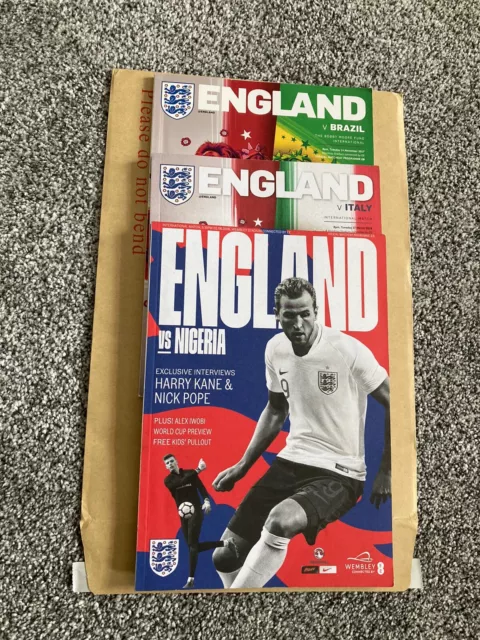 Job Lot of  3 England Home Programmes 2017-18.