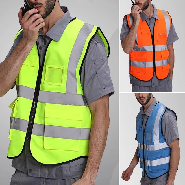 Lot De 10 Gilets De Sécurité Fluorescents Sans Manches Pour Adulte - Taille Unique, Velcro, Haute Visibilité Jour/nuit