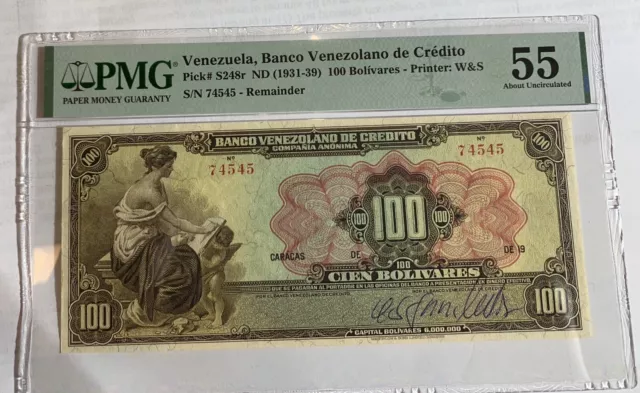 VENEZUELA. Banco Venezolano de Credito. 100 Bolivares, ND (1931-39). P-S248r. 3