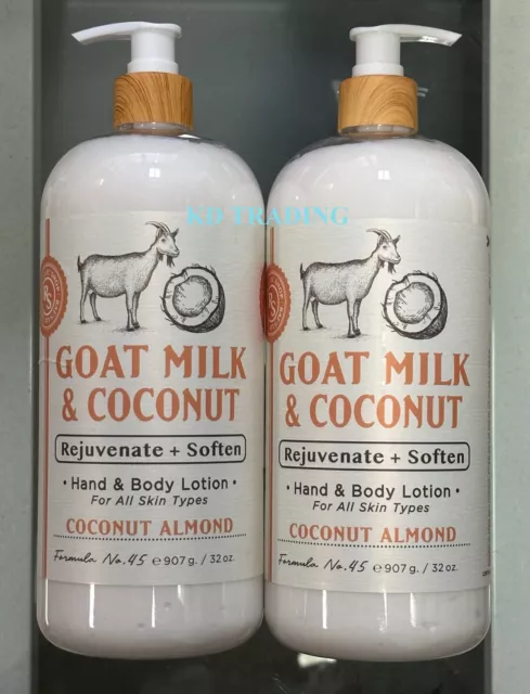 (2-Pack) RAE'S LIL' SHOP Goat Milk & Coconut HAND & BODY LOTION ~ COCONUT ALMOND