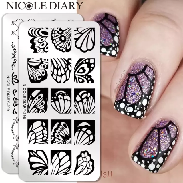 NICOLE DIARY Rectangle Nail Stamping Plates Stainless Steel Board Nail Art DIY